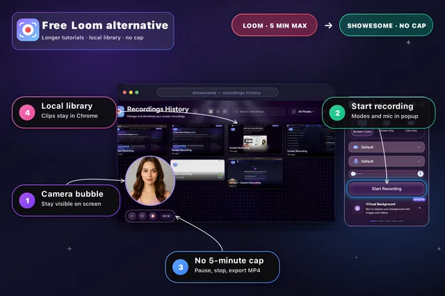 Free Loom alternative for screen recording in Chrome