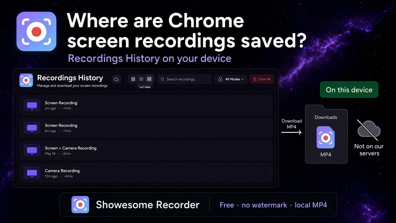 Where are Chrome screen recordings saved?