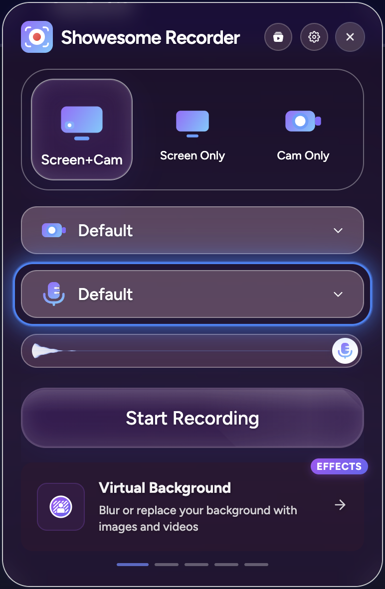 Microphone dropdown in the popup